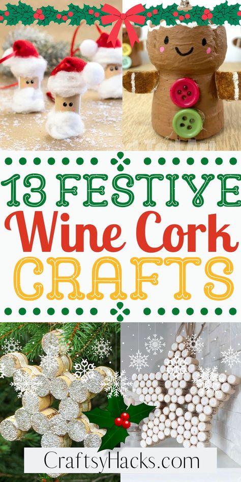 Diy Christmas Ornaments Wine Corks, Wine Cork Gingerbread Man, Wine Cork Diy Projects Craft Ideas, Cork Reindeer Ornaments Diy How To Make, Christmas Wine Cork Ornaments, Crafts Using Corks, Crafts With Wine Corks Diy, Holiday Cork Crafts, Christmas Wine Cork Ideas