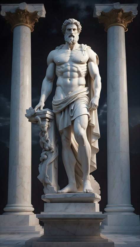 Greek Statues Male, Muscular Statue, Sculpture Art Classic, Greek Sculpture Aesthetic, Statue Lighting, Greek God Physique, Greek Statues Aesthetic, Baddie Wallpaper Ipad, Greek God Statues