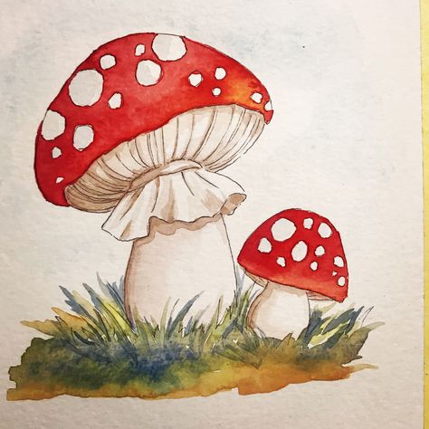 Watercolor painting of a mushroom Mushroom Blue, Blue Meanie, Mushroom Spinach, Mushroom Paint, Stuffed Pork, Mushroom Drawing, Stuffed Pork Tenderloin, Mushroom Art, 자수 디자인