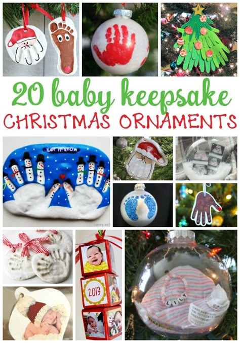 Adorable Christmas ornaments for baby and toddlers! These 20 keepsakes will make baby's first Christmas special. Baby Christmas Crafts, Keepsake Christmas Ornaments, Baby Christmas Ornaments, Navidad Diy, Baby First Christmas Ornament, Christmas Keepsakes, Baby Diy, Toddler Christmas, Holiday Baby