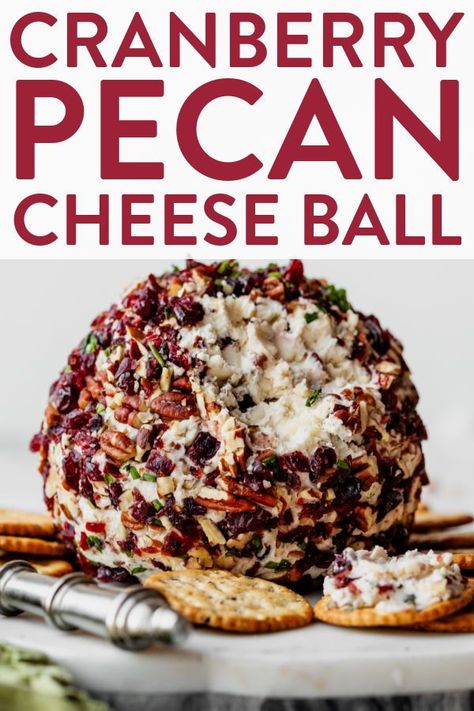 A classic party favorite, a cranberry pecan cheese ball is an easy make-ahead hors d'oeuvre that's sure to please a crowd! #cheeseball #Christmas #holidayapps #appetizers Cream Cheese Ball Dip For Crackers, Easy Cranberry Cheese Ball, Diy Cheese Ball Recipes, Cranberry Hors D’oeuvres, Cheeseball Recipes For Thanksgiving, Cheese Ball Cranberry, Thanksgiving Appetizers Cheeseball, Pecan Cheese Ball Recipes, Cranberry Jalapeno Cheese Ball