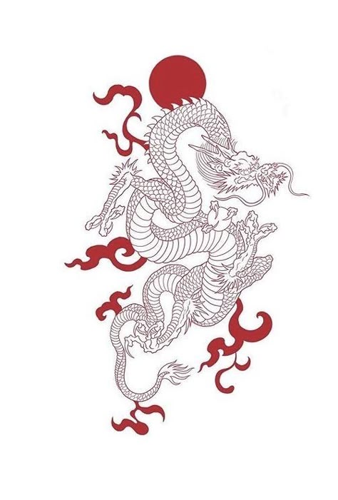 Red Dragon Tattoo Back, Japanese Dragon Tattoo Stencil, Japanese Tattoos For Women, Red Dragon Drawing, Japanese Dragon Outline, Dragon Japanese Tattoo, Asian Dragon Art, Dragon Tattoo Japanese, Chinese Dragon Tattoo