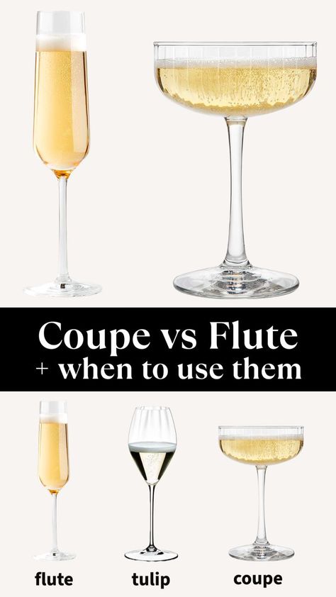 Types Of Champagne Glasses, Types Of Cocktail Glasses, Types Of Champagne, Champagne Pairing, Vintage Cocktail Glasses, Vintage Champagne Glasses, Fun Wine Glasses, Champagne Drinks, Best Champagne