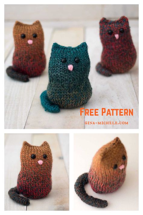 Tiny Knit Cat Pattern, Flat Knit Stuffed Animal, Easy Knit Animals For Beginners, Quick Easy Knitting Patterns Free, Super Easy Knitting Projects, Free Knitting Patterns For Beginners Simple, Knitting Cat Pattern, Knitted Hedgehog Pattern Free, Flat Knitting Patterns Free