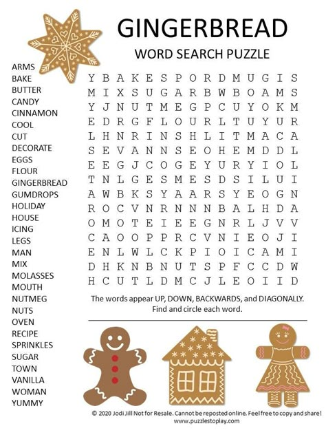 Gingerbread Word Search Puzzle Christmas Logic Puzzles, Mad Libs Printable, Christmas Mad Libs, Holiday Word Search, Free Word Search Puzzles, Puzzles Printable, Holiday Party Game, Christmas Puzzles, Puzzle Worksheet