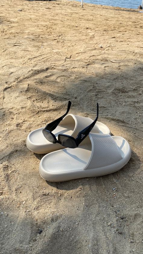 A day at the beach with prada glasses and oysho slippers | aesthetic, prada, beach, summer, sun, oysho, glasses, slippers, sand Beach Slippers Aesthetic, Slippers Aesthetic, Aesthetic Prada, Prada Glasses, A Day At The Beach, Beach Slippers, Day At The Beach, Beach Vibes, Beach Vibe