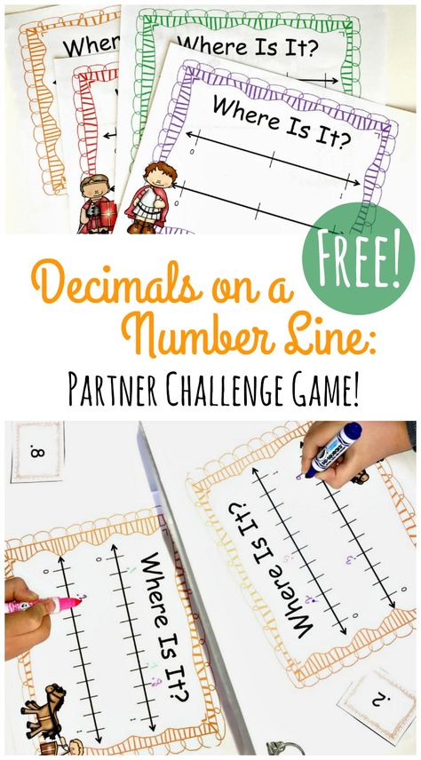 Decimals Tenths And Hundredths, Decimal Number Line, Decimals On A Number Line, Comparing And Ordering Decimals, Number Line Games, Decimal Games, Easy Math Games, Teaching Decimals, Ordering Decimals