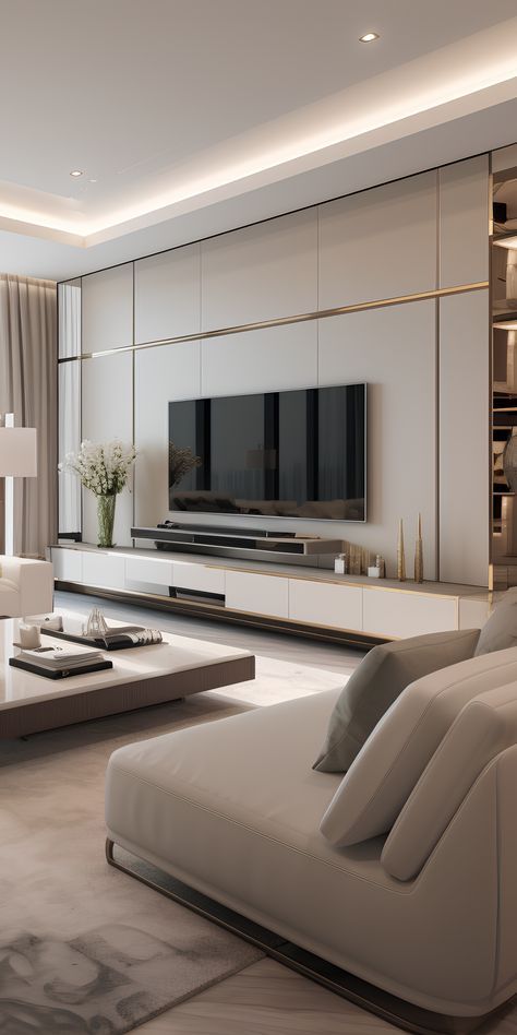 Ruang Tv Modern, Console Ideas, Tv Kastenwanden, Luxury Living Room Inspiration, Modern Tv Room, Modern Apartment Living Room, Modern Appartement, Modern Tv Wall Units, Tv Cabinet Design