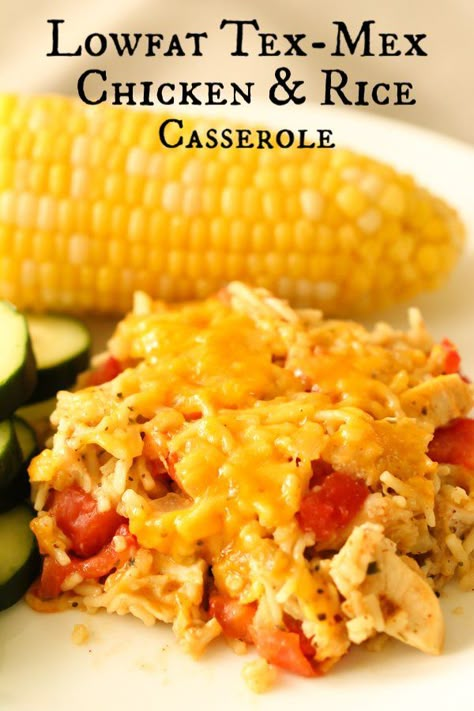 Tex Mex Chicken And Rice, Low Fat Diet Recipes, Chicken And Rice Casserole Recipe, Low Fat Dinner Recipes, Low Fat Meals, Tex Mex Chicken, Low Fat Chicken, Chicken Food Recipes, Low Fat Dinner