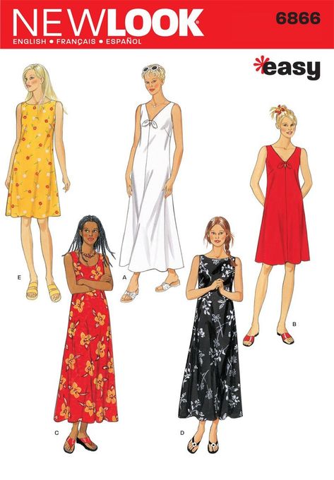 Easy Sew Dress, Maxi Dress Pattern Sewing, New Look Patterns, New Look Dresses, Dressmaking Patterns, Summer Day Dresses, Summer Dress Patterns, Simplicity Dress, Pattern Dress Women