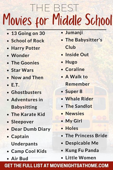 Movies For 11-12, Movies For 13 Yrs Old, Middle School Sleepover Ideas, Movies To Watch For Kids, Middle School Movie, Interesting Movies To Watch, Email Aesthetic, Kid Friendly Movies, Movie Nights At Home