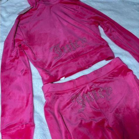 Juicy Couture Pink Rhinestone Velour Tracksuit Velour Tracksuit 2000s, Juicy Couture Track Suit Aesthetic, Y2k Velour Tracksuit, Tracksuit 2000s, Juicy Couture Track Suit, Bday Wishlist, Juicy Couture Tracksuit, Juicy Couture Pants, Velour Tracksuit