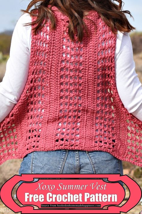 Xoxo Summer Crochet Vest Pattern Crochet Plus Size Vest Pattern Free, Simple Crochet Vest Pattern Free, Crochet Vest Pattern Free Woman Winter, Crochet Vest Pattern Free Woman, Crochet Open Vest, Womens Vest Pattern, Crochet Sleeveless Cardigan, Summer Vest Crochet, Crochet Vest Patterns