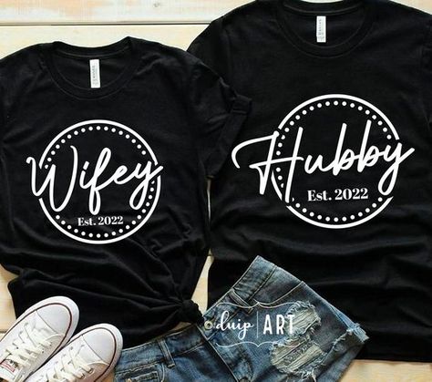 Husband And Wife T Shirt Ideas, Wify Shirts, Just Married T Shirts, Husband And Wife T Shirts, Mr And Mrs Shirt, Husband And Wife Tshirt, Husband And Wife Shirts Matching, Wifey And Hubby Shirt, Husband And Wife Matching Shirts