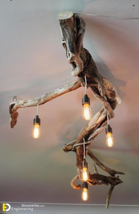 26+ Bewitching Natural Home Decor Ideas - Engineering Discoveries Chandeliers For Bedrooms, Natural Chandelier, Pink House Interior, Branch Diy, Driftwood Chandelier, Wood Lighting, Wood Light Fixture, Chandelier Ideas, Driftwood Lamp