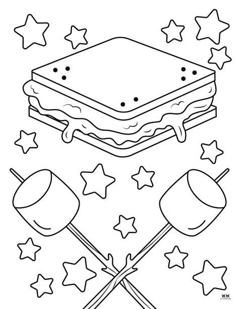 Smores Coloring Page, Summer Coloring Sheets For Kids, Best Coloring Pages, Coloring Pages Summer, Summer Coloring Pages For Kids, Summer Bucket List Coloring Page, July Coloring Pages, S’mores Coloring Sheet, Camping Coloring Sheets