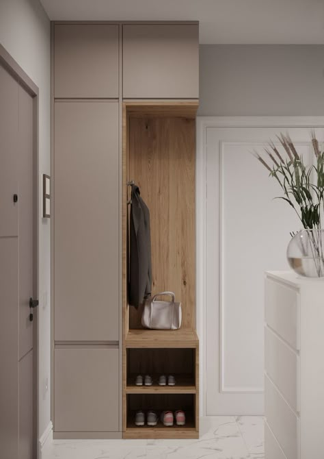 Entrance Built In Storage, Small Entrance Shoe Storage Ideas, Small Condo Entryway Ideas, Small Entrance Closet Ideas, Entrance Shoe Storage Ideas Modern, Built In Shoe Cabinet, Shoe Cabinet Entryway Modern, Small Entrance Hall Ideas, Small Entrance Halls