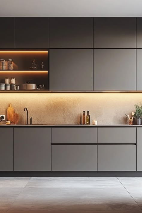 Explore modern kitchen cabinet trends that perfectly combine style and functionality showcasing sleek finishes and innovative storage solutions. Sleek Kitchen Cabinets, Small Modern Kitchen Ideas, Modern Kitchen Colours, Compact Kitchen Design, Beautiful Kitchenware, One Wall Kitchen, Cabinet Trends, Trendy Kitchen Design, Minimal Kitchen Design