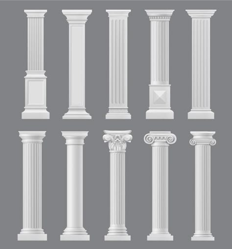 Roman Pillars Columns, Pillar Design Interior, House Pillar Design, Rome Tattoo, Roman Pillars, House Pillars, Columns Interior, House Columns, Exterior Columns