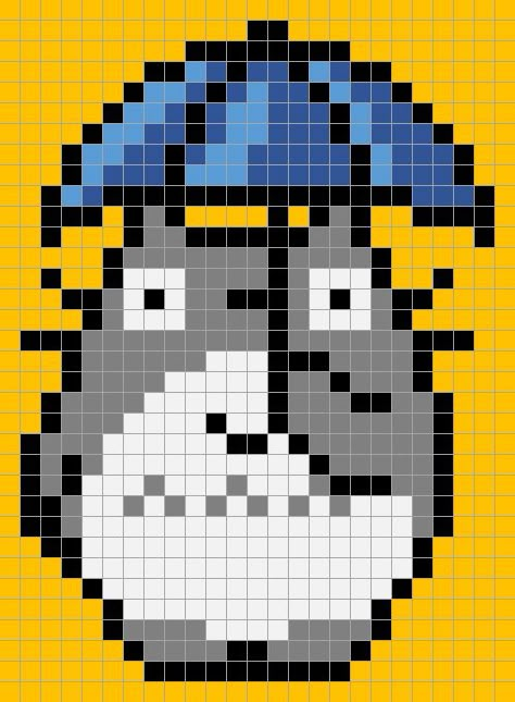 Totoro pixel quilt Grille Pixel Art, Image Pixel Art, Pixel Art Minecraft, Pixel Quilting, Modele Pixel Art, Art Perle, Easy Pixel Art, Pixel Art Templates, Perler Art