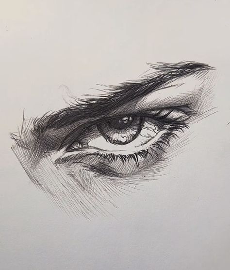 Drawing Eyes Aesthetic, Emotional Eyes Sketch, Determined Eyes Drawing, Crosshatching Drawing Face, Angry Eyes Drawing Reference, How To Draw Male Eyes Realistic, Realistic Sketches Of People Faces, How To Draw Semi Realistic Eyes Male, Imaginary Creatures Drawing