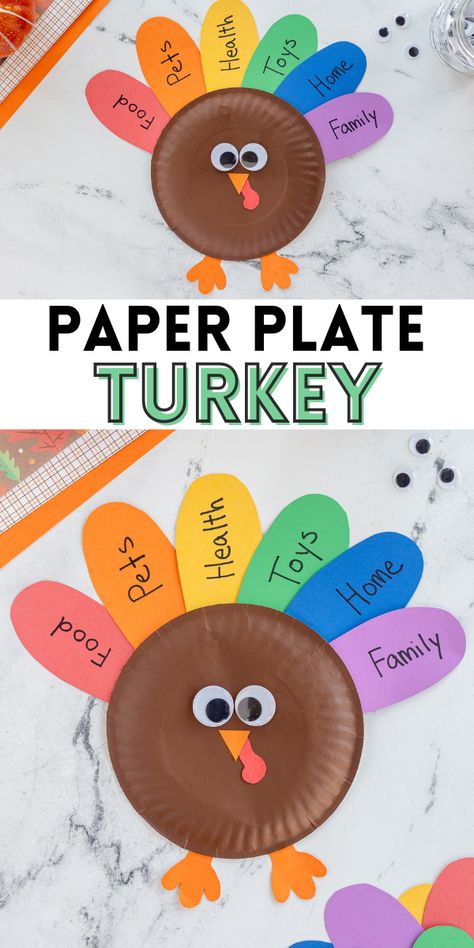 Turkey Craft For Kids, Thankful Crafts, Paper Plate Turkey, Thanksgiving Crafts Preschool, Thanksgiving Paper, Paper Plate Crafts For Kids, Turkey Crafts, Thanksgiving Preschool, Thanksgiving Art