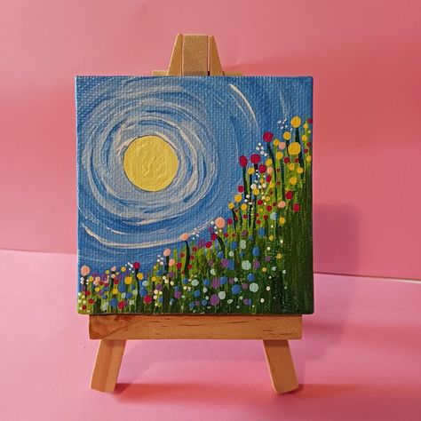 Inspirational Paintings Canvases, Mini Canvas Art Diy, Acrylic Canvas Ideas, Mini Tela, Diy Canvas Art Easy, Bright Sunny Day, Posca Art, Small Canvas Paintings, Square Painting