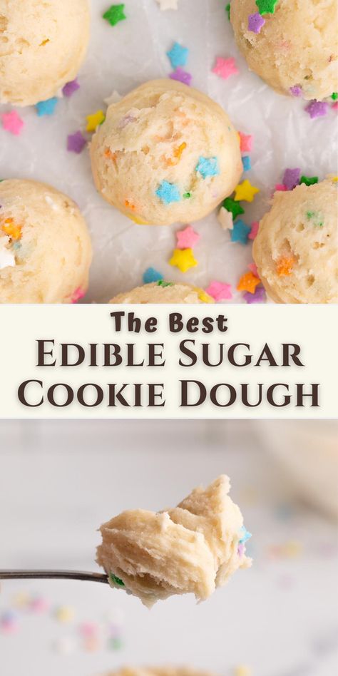 Edible Sugar Cookie Dough Recipe, Beach Lunches, Funfetti Cookie Dough, Cookie Dough For One, Edible Sugar Cookie Dough, Eggless Sugar Cookies, Apartment Recipes, Baking Tricks, Sugar Cookie Dough Recipe