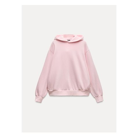 Hooded sweatshirt made of cotton blend yarn. Long sleeves. Baby Pink Sweatshirt, Baby Pink Hoodie, Pink Hoodie Outfit, Sweat Oversize, 2024 Wishlist, Cardigan Sweater Vest, Womens Sweatshirts Hoods, Hoodie Oversize, Oversize Women