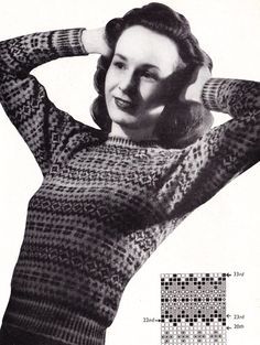 Weldon's Fair Isle: Jersey for the Junior Miss. Free Vintage Knitting Patterns Fair Isle Jumper, Free Knitting Patterns For Women, Patterns For Kids, Types Of Patterns, Fair Isles, Vintage Knitwear, Fair Isle Cardigan, Vintage Knitting Patterns, Fair Isle Knitting