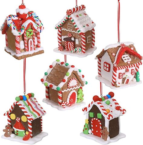 Amazon.com: 6 Pcs Gingerbread House Ornaments Holiday Christmas Tree Ornament Set Gingerbread Christmas Decor with Rope Gingerbread House Decor Xmas Decorative Hanging Ornaments for Christmas (Charming Style) : Home & Kitchen Gingerbread House Decor, Gingerbread House Ornaments, Decor With Ropes, Gingerbread Christmas Decor, Gingerbread House Decorations, Candy House, Christmas Gingerbread House, Holiday Christmas Tree, House Ornaments