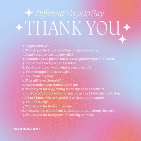 ❤️🎀 From the initial delight of unwrapping a gift, to the anticipation leading up to the experience, and finally, the overwhelming emotions felt during the moment itself. Receiving a gift stirs up a plethora of emotions, and expressing gratitude takes countless forms. The ways to say Thank You are endless, and the joy you bestow upon someone when they receive a gift can circle back as heartfelt appreciation shared by the recipient! Ways To Say Thank You For Compliments, Things To Say Instead Of Thank You, Creative Ways To Say Thank You, Another Way To Say Thank You, Thank You In Different Ways, Ways To Say Thank You On Instagram, Different Ways To Say Thank You, Heartfelt Thank You Quotes, Thank You Captions For Instagram