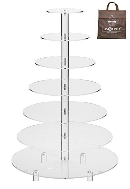 Jusalpha® Large 7-Tier Acrylic Round Wedding Cake Stand/ Cupcake Stand Tower/ Dessert Stand/ Pastry Serving Platter/ Food Display Stand For Big Event (Large With Rod Feet Base) Bachelorette Cloud 9, Glass Cupcake Stand, Macaron Stand, High Tea Sandwiches, Round Wedding Cake, Acrylic Cupcake Stand, Food Display Stands, Platter Food, Cupcake Stand Wedding