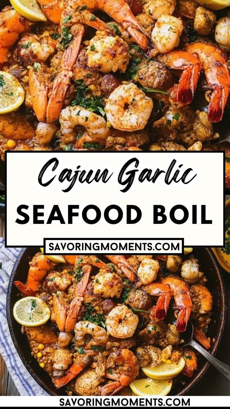 Savor every bite with this Flavorful Cajun Garlic Seafood Boil! Perfectly seasoned and simmered, it’s an easy, flavorful way to enjoy seafood. Don’t miss this recipe – pin it for later!  #SeafoodLoversDelight #GarlicSeafood #CajunFood #EasySeafoodDish #SpicyAndSavory #BoilRecipe #WeekendCooking Boiling Seafood Recipe, Cajun Low Country Boil Recipe, Seafood Cajun Boil, Seafood Boil Ingredients List, Sea Boil Recipe, Seafood Broil In Oven, Southern Seafood Boil Recipes, Instapot Seafood Boil, Seafood Recipes For Thanksgiving