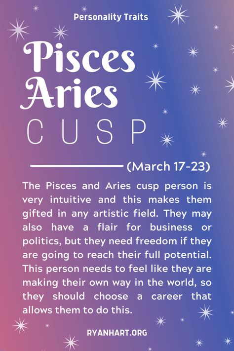 A Pisces Aries cusp is a person who was born between March 17-23. They have the personality traits of both a Pisces and Aries. Aries And Pisces Friendship, March 17 Zodiac Sign, Aries Pisces, March Aries, Pisces And Aries, Aries Pisces Cusp, Star Sign Compatibility, Cusp Signs, March Pisces