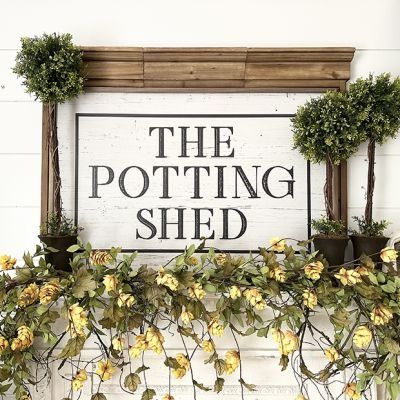 THE VINTAGE VINE | Shop Sales Events Antique Farmhouse Potting Shed Interior Ideas, Potting Sheds Exterior, Wooden Pantry, Shed Frame, Rustic Buffet, Trunk Box, Shed Interior, Glass Dome Display, Shed Signs