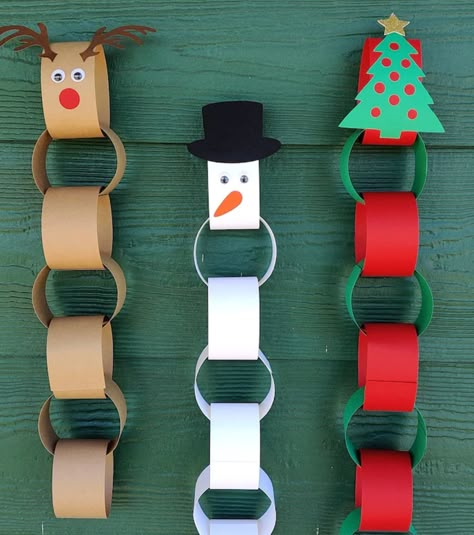 Christmas Countdown Crafts, Classroom Christmas Decorations, Paper Chain, Preschool Christmas Crafts, Christmas Crafts For Kids To Make, Christmas Arts And Crafts, Paper Chains, Easy Christmas Decorations, Fun Christmas Crafts