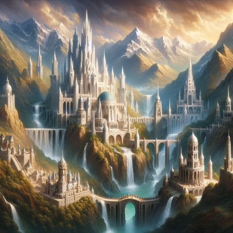 Elf City, Elven Tree, Elven City, Disney Princess Ariel, Fantasy Homes, Princess Ariel, Fantasy Castle, Fantasy City, Fantasy Places