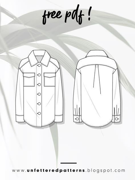 Shacket Sewing Pattern Free, Diy Shacket Pattern, Free Flannel Sewing Patterns, Outerwear Sewing Patterns, Women’s Shirt Sewing Pattern, Sewing Pattern Jacket Women, Shirt Sewing Pattern Womens Free, Button Up Shirt Sewing Pattern Free, Womens Button Up Shirt Pattern