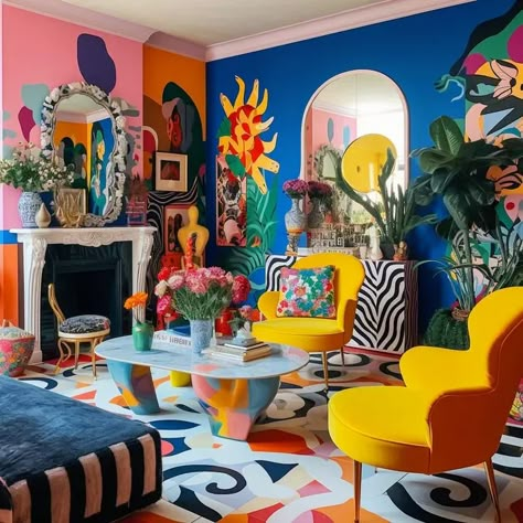 Budget-Friendly Ways to Achieve Eclectic Look in Your Apartment | by NooksAndColors | Medium Estilo Kitsch, Maximalist Interior Design, Colourful Living Room Decor, Maximalist Interior, Maximalist Home, Funky Home Decor, Dopamine Decor, Colourful Living Room, Maximalist Decor