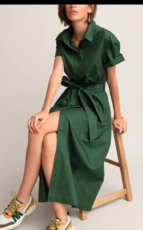 Cotton Shirt Dress, Summer 2025, Midi Shirt Dress, Knee Length Dresses, Style Summer, Look Chic, Outfits Casuales, Sewing Inspiration, Work Outfits