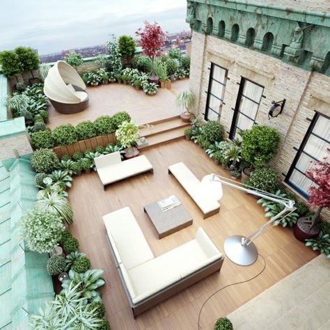 Modern terrace design - 100 images and creative ideas Private Rooftop, Terrasse Design, Roof Garden Design, Terrace Garden Design, Rooftop Terrace Design, Garden Stand, Wooden Pergola, Covered Garden, Terrace Design