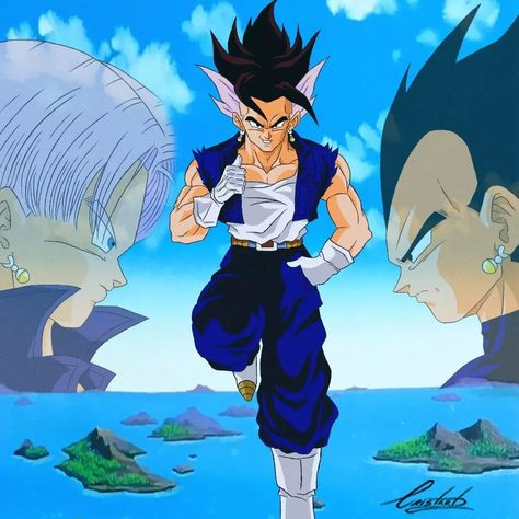 Crédito/Credit by: _cristart_ on Instagram Link (Visitar/visit) Vegeta Y Trunks, Mirai Trunks, Vegeta And Trunks, Dragon Ball Vegeta, Dragon Chino, Fusion Art, Goku Super, Naruto And Hinata, Dragon Ball Super Manga