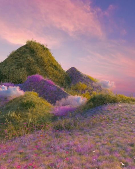 Collage Creator, Screen Saver, 3d Artwork, Wild Nature, Environment Concept Art, Nature Aesthetic, Flower Field, Fantasy Landscape, Scenery Wallpaper