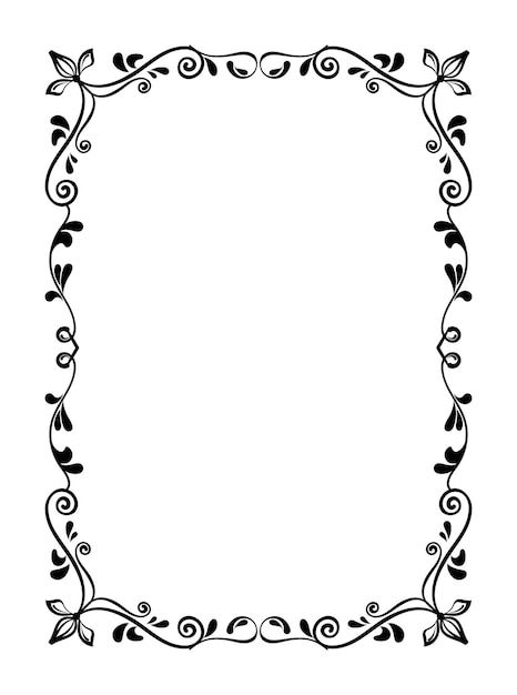 Decorative linear frame | Premium Vector #Freepik #vector #ornament #vintage-frame #frame-illustration #vintage-border Swirl Border Design, Vintage Borders And Frames, Vintage Frame Illustration, Vintage Border Design, Unique Border Design, Squirrel Party, Bujo Bible, Title Border, Picture Border