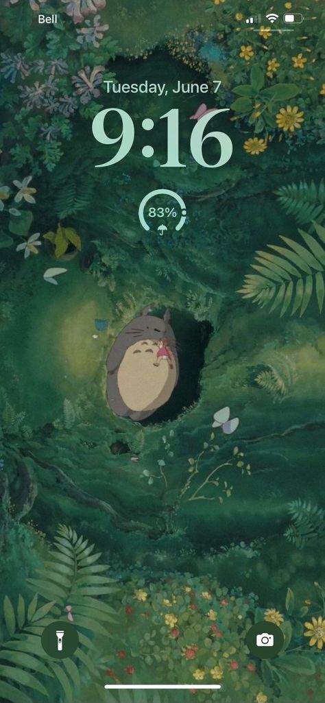 My Neighbor Totoro Aesthetic, Ios 16 Customization, Ios Lock Screen Ideas, Totoro Aesthetic, Aesthetic Studio Ghibli, Ios 16 Lock Screen, Totoro Wallpaper, 25 Aesthetic, My Lockscreen