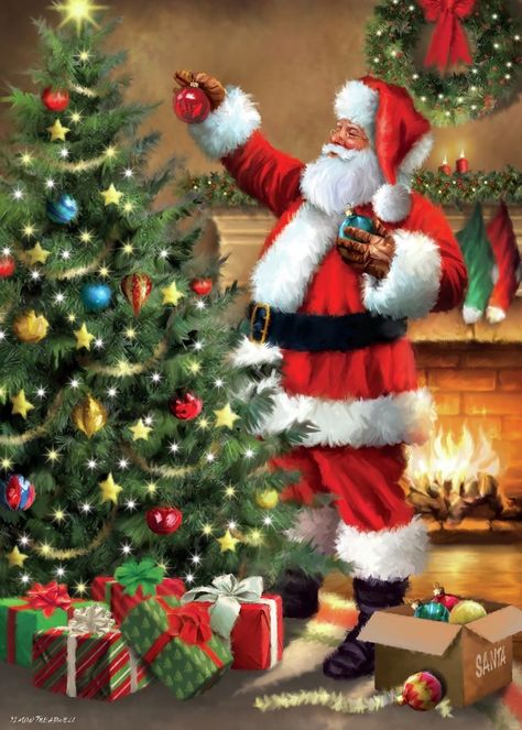 Santa Claus Pictures, Santa Klaus, Polish Christmas, Christmas Decoupage, Christmas Santas, Christmas Scenery, Christmas Artwork, Christmas Tree And Santa, Vintage Christmas Images