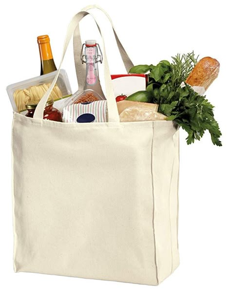 Pack of 6 - Heavy Cotton Twill Over-the-Shoulder Grocery Tote Bags - 15.5"h x 14.5"w x 7"d - Cotton Canvas Reusable Grocery Shopper Weekender Blank Wholesale Cheap Craft Tote Bags | #amazon #affiliate #craftingblank #crafting #blank #blanks #crafts #craft #DIY #personalize Cheap Tote Bags, Desain Buklet, Create Logo, Grocery Tote Bag, Plastic Grocery Bags, Soft Leather Bag, Over The Shoulder Bags, Grocery Tote, Monogram Tote