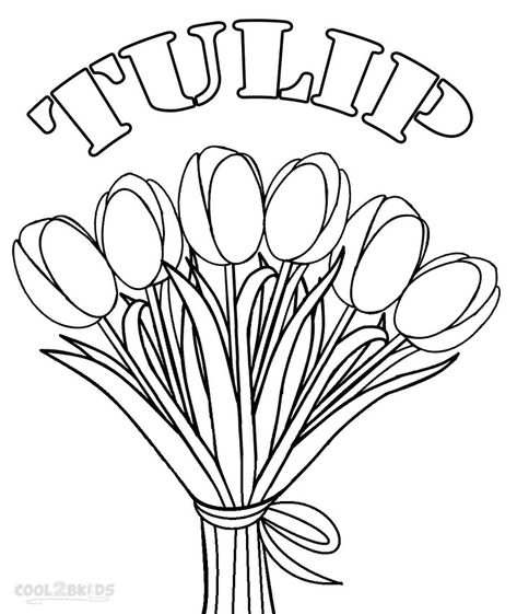 Printable Tulip Coloring Pages For Kids | Cool2bKids Printable Flower Coloring Pages, Tulip Colors, Desain Quilling, Pola Sulam, 자수 디자인, Flower Printable, Flower Coloring Pages, Flower Template, Applique Patterns