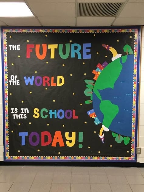 The Future Of The World Bulletin Board, Bulletin Board Ideas For All Year Round, Welcome Notice Board School, Wel Come Back To School Board, You Matter Bulletin Board Ideas, Future World Changers Bulletin Board, Ell Bulletin Board Ideas, Main Office Bulletin Board Ideas, Motivational Bulletin Boards Elementary